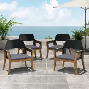 Outdoor Acacia Wood Club Chairs with Cushion (Set of 4) - NH958213 patio chairs, outdoor seating