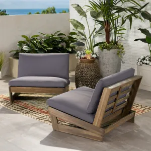 Outdoor Acacia Wood Club Chairs with Cushions (Set of 2) - NH160013 patio chairs, outdoor seating