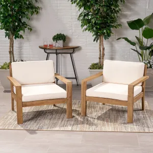 Outdoor Acacia Wood Club Chairs with Cushions (Set of 2) - NH560013 patio chairs, outdoor seating