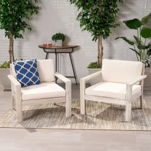Outdoor Acacia Wood Club Chairs with Cushions (Set of 2) - NH860013 patio chairs, outdoor seating