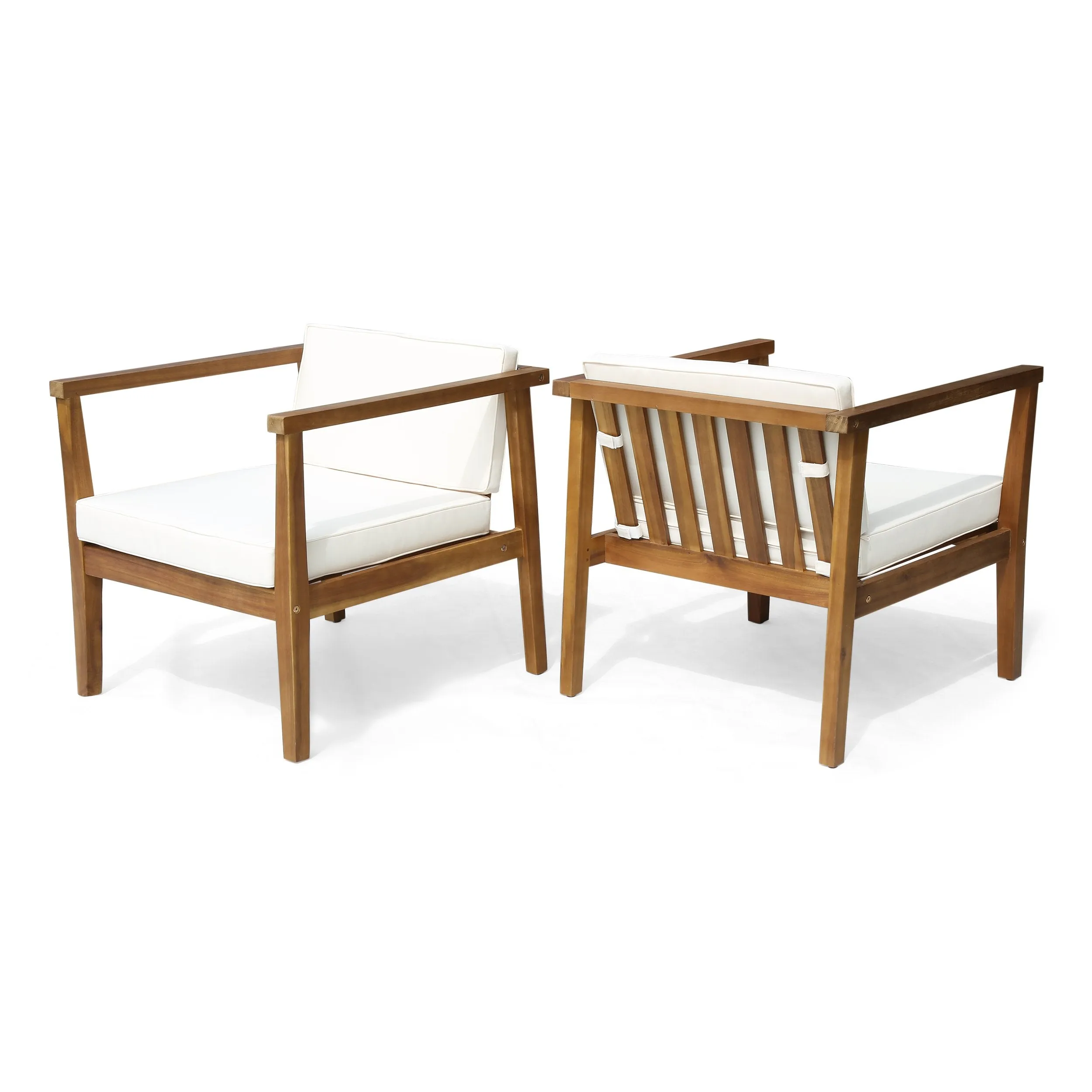 Outdoor Acacia Wood Club Chairs with Water-Resistant Cushions (Set of 2) - NH309603