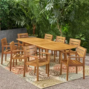Outdoor Acacia Wood Expandable 8 Seater Dining Set - NH016903 patio chairs, outdoor seating