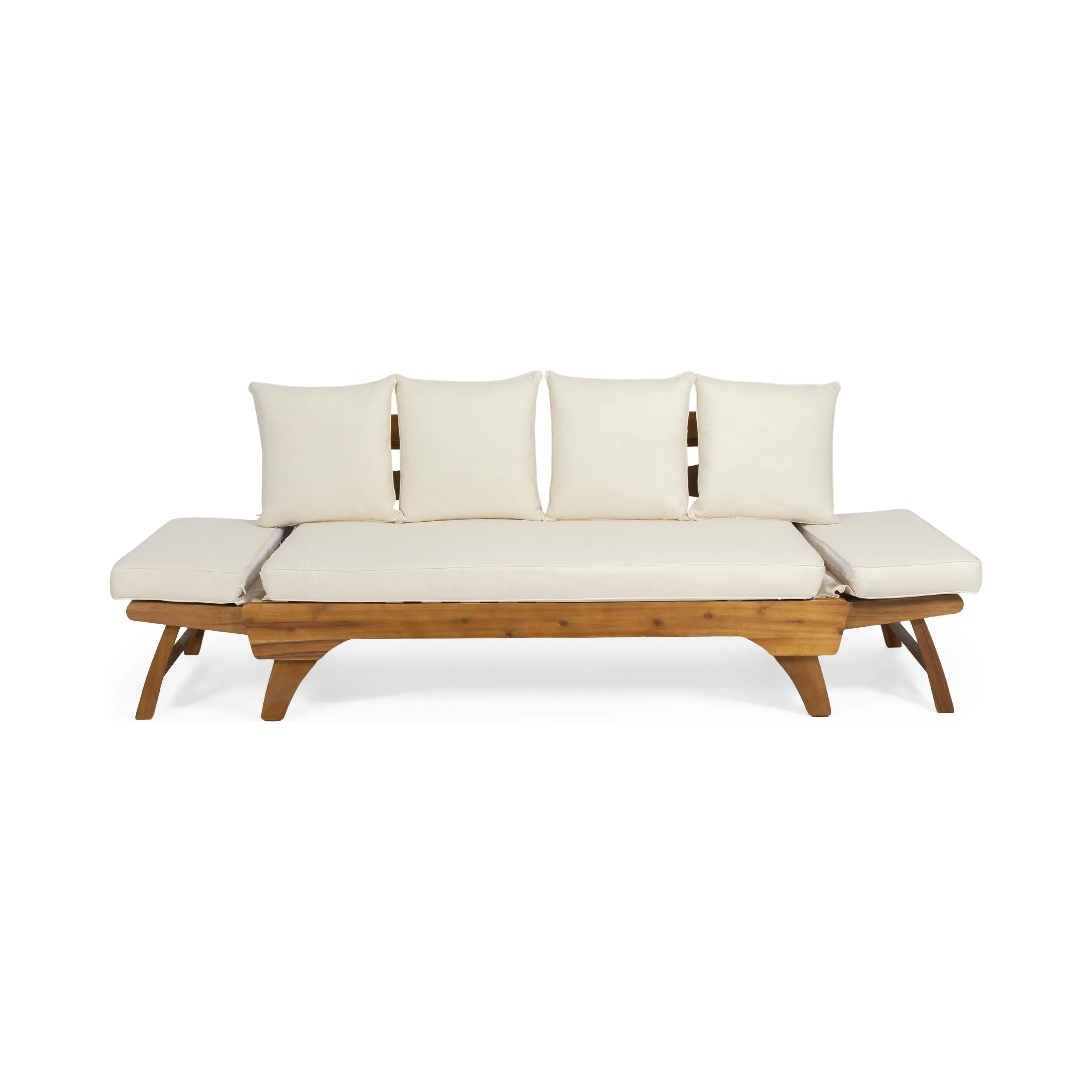 Outdoor Acacia Wood Expandable Daybed with Water Resistant Cushions - NH739213