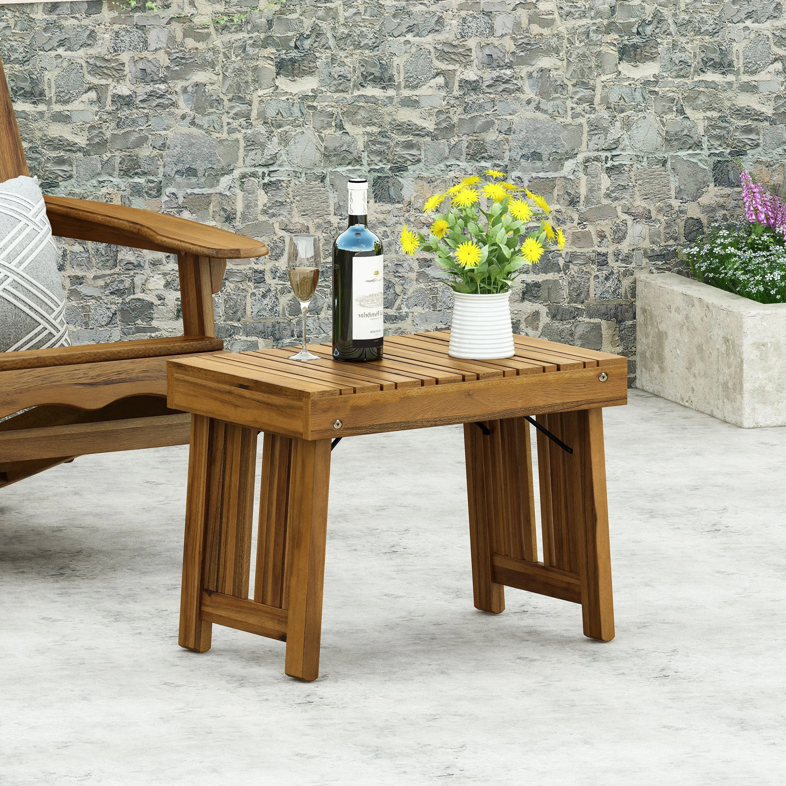 Outdoor Acacia Wood Folding Side Table - NH447213 patio chairs, outdoor seating