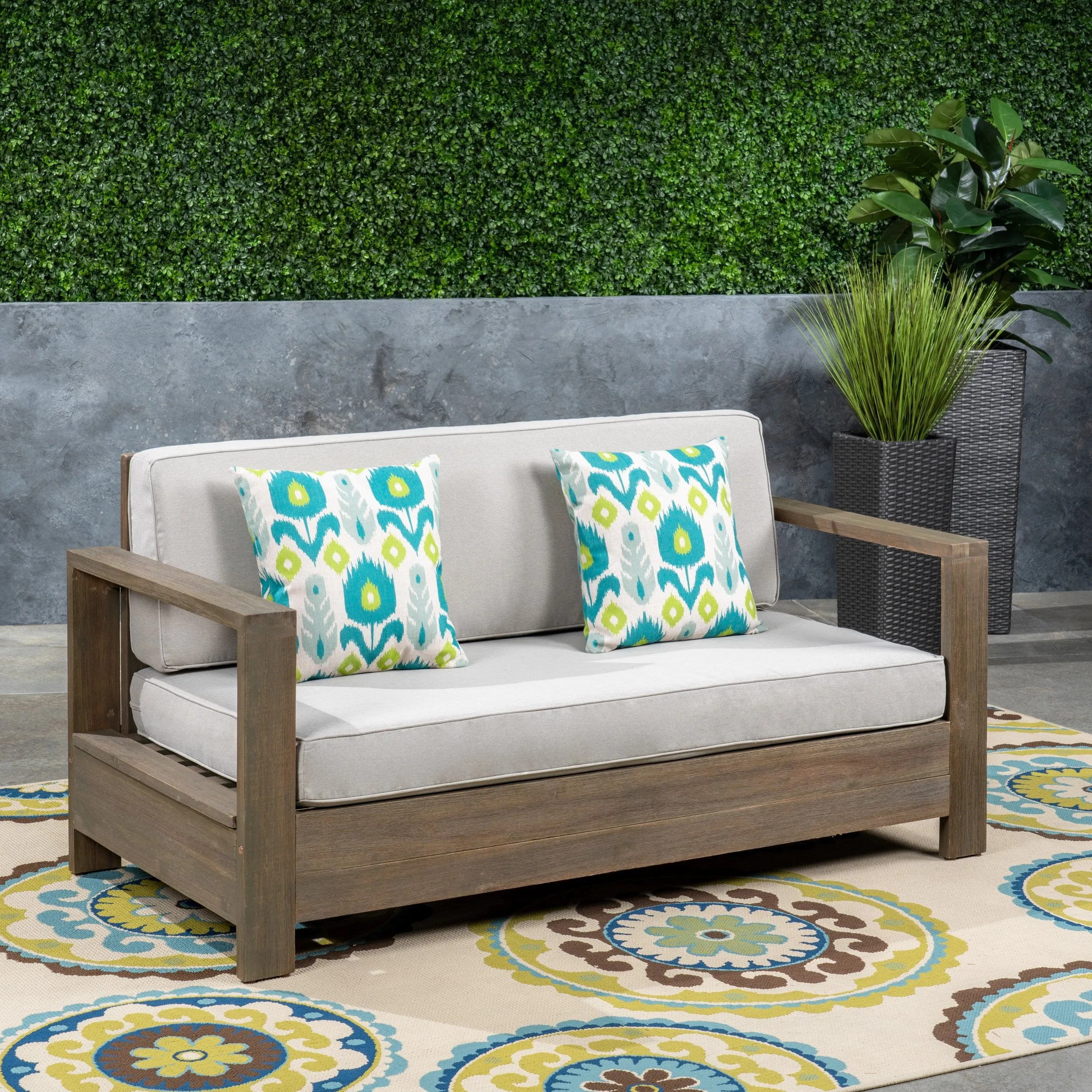 Outdoor Acacia Wood Loveseat - NH173603