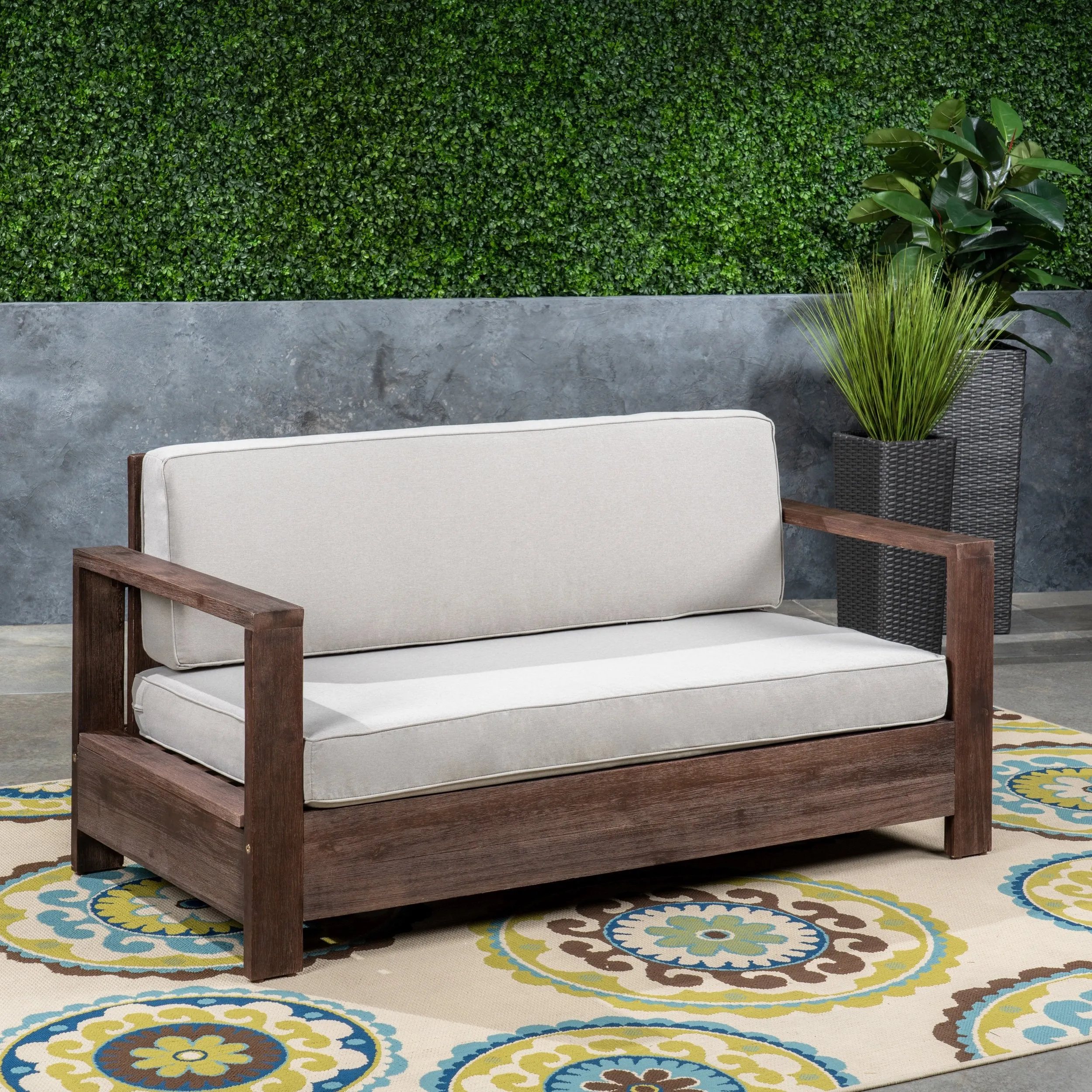 Outdoor Acacia Wood Loveseat - NH173603