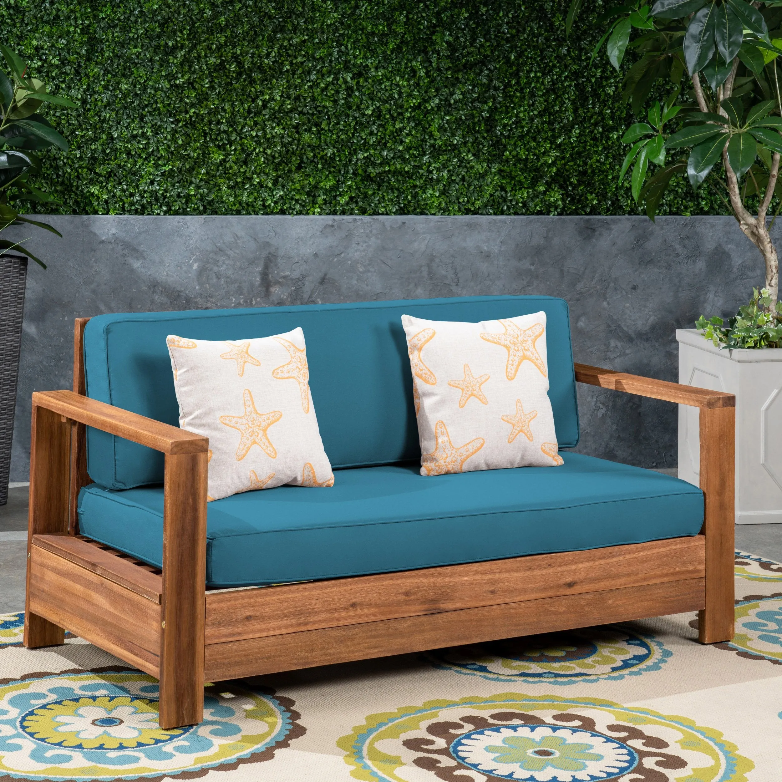 Outdoor Acacia Wood Loveseat - NH173603 patio chairs, outdoor seating