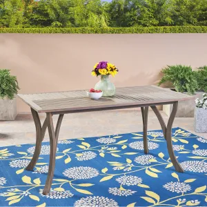 Outdoor Acacia Wood Rectangular Dining Table, Gray - NH290503 patio chairs, outdoor seating