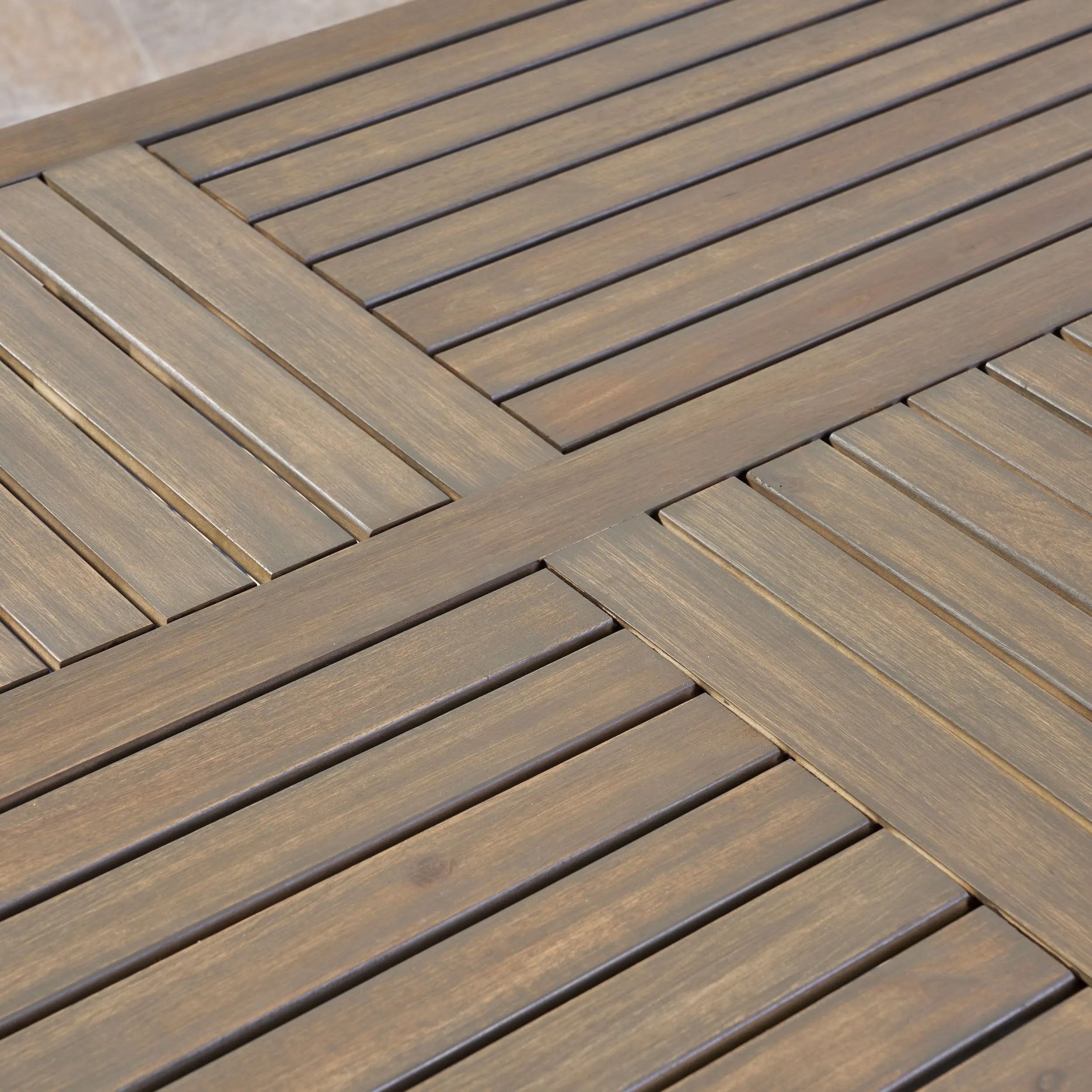 Outdoor Acacia Wood Rectangular Dining Table, Gray - NH290503