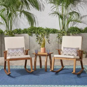 Outdoor Acacia Wood Rocking Chair Chat Set - NH817403 patio chairs, outdoor seating