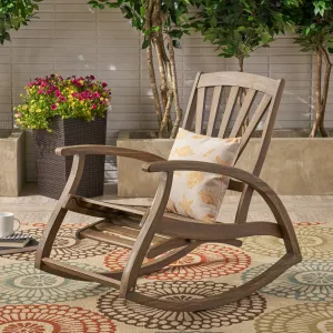 Outdoor Acacia Wood Rocking Chair with Footrest - NH822503 patio chairs, outdoor seating