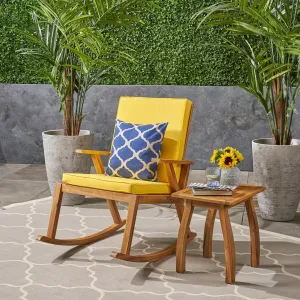 Outdoor Acacia Wood Rocking Chair with Side Table - NH735603 patio chairs, outdoor seating