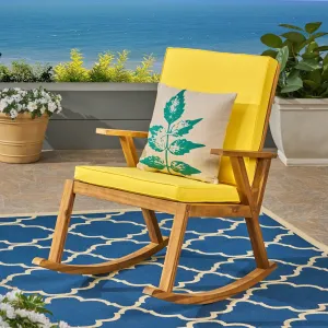 Outdoor Acacia Wood Rocking Chair with Water-Resistant Cushions - NH135603 patio chairs, outdoor seating