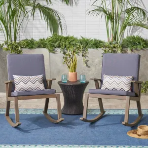 Outdoor Acacia Wood Rocking Chair with Water-Resistant Cushions (Set of 2) - NH786403 patio chairs, outdoor seating
