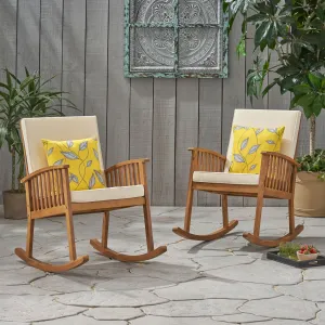 Outdoor Acacia Wood Rocking Chairs (Set of 2) - NH096903 patio chairs, outdoor seating
