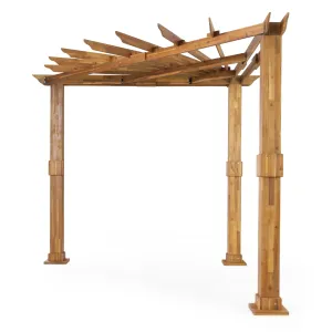 Outdoor Acacia Wood Triangle Pergola, Teak and Black - NH948413 patio chairs, outdoor seating