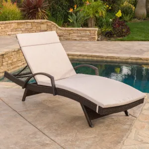 Outdoor Adjustable Armed Chaise Lounge Chair w/ Cushion - NH587692 patio chairs, outdoor seating