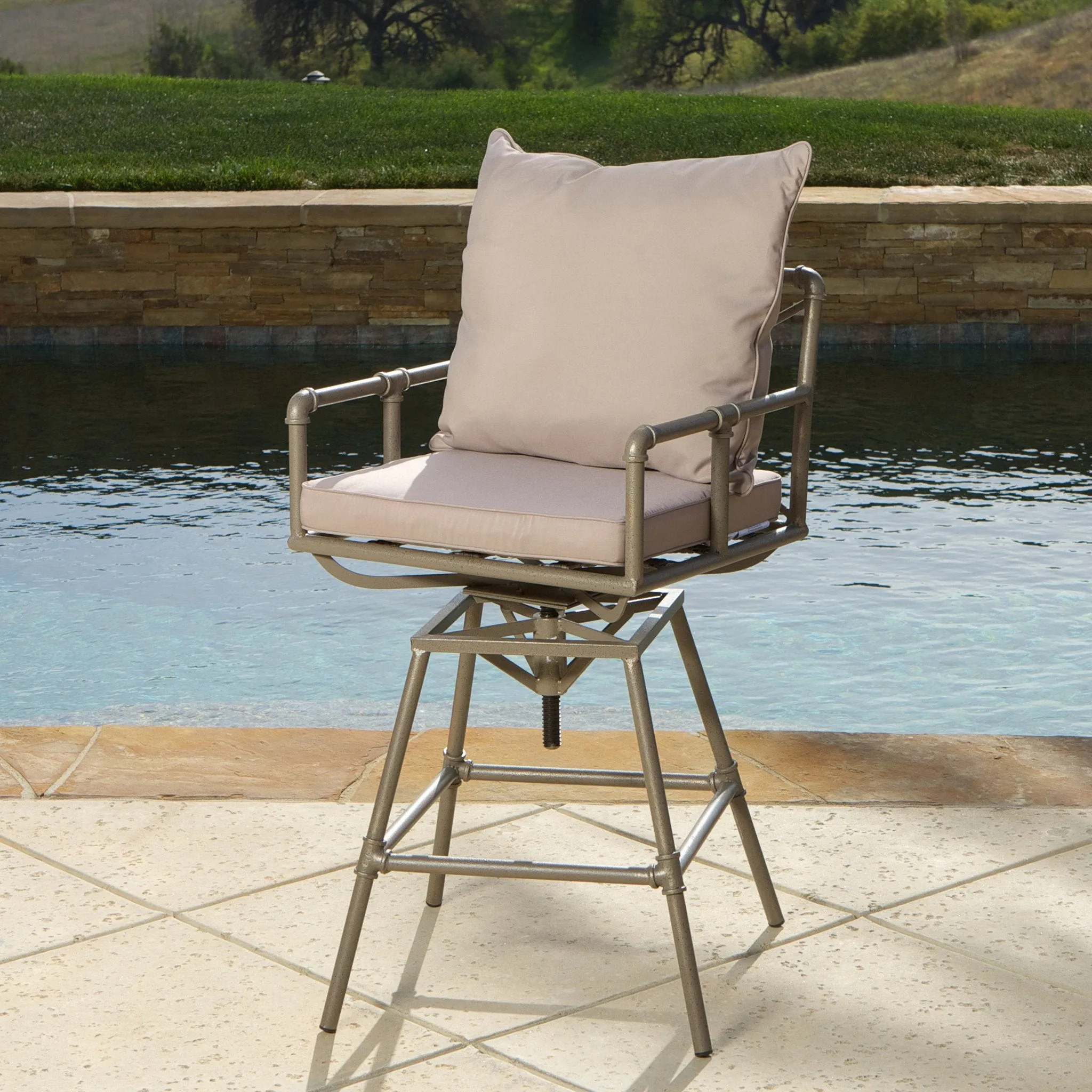 Outdoor Adjustable Height Swivel Bar Stool - NH242832 patio chairs, outdoor seating