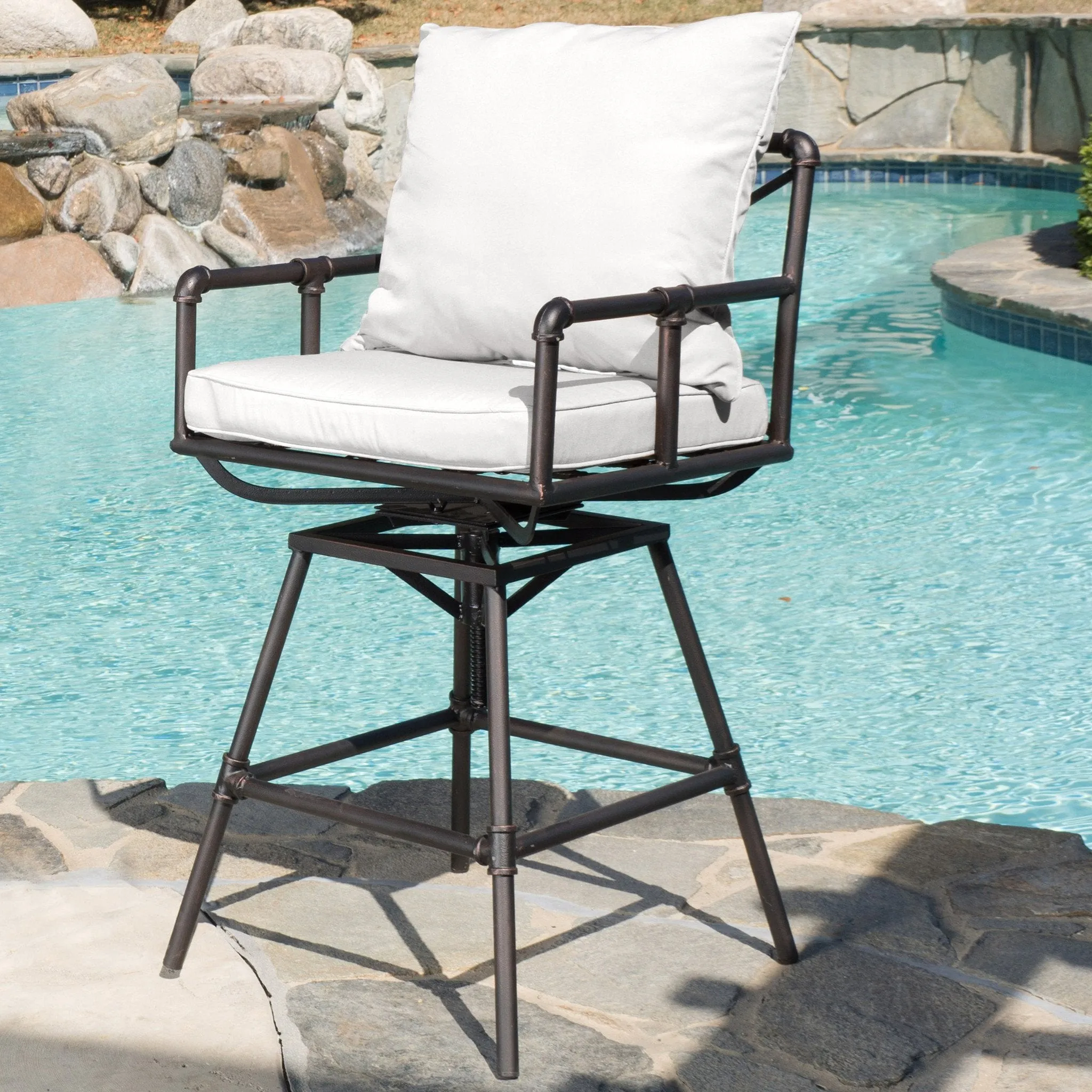Outdoor Adjustable Pipe Barstool with Cushions - NH100692