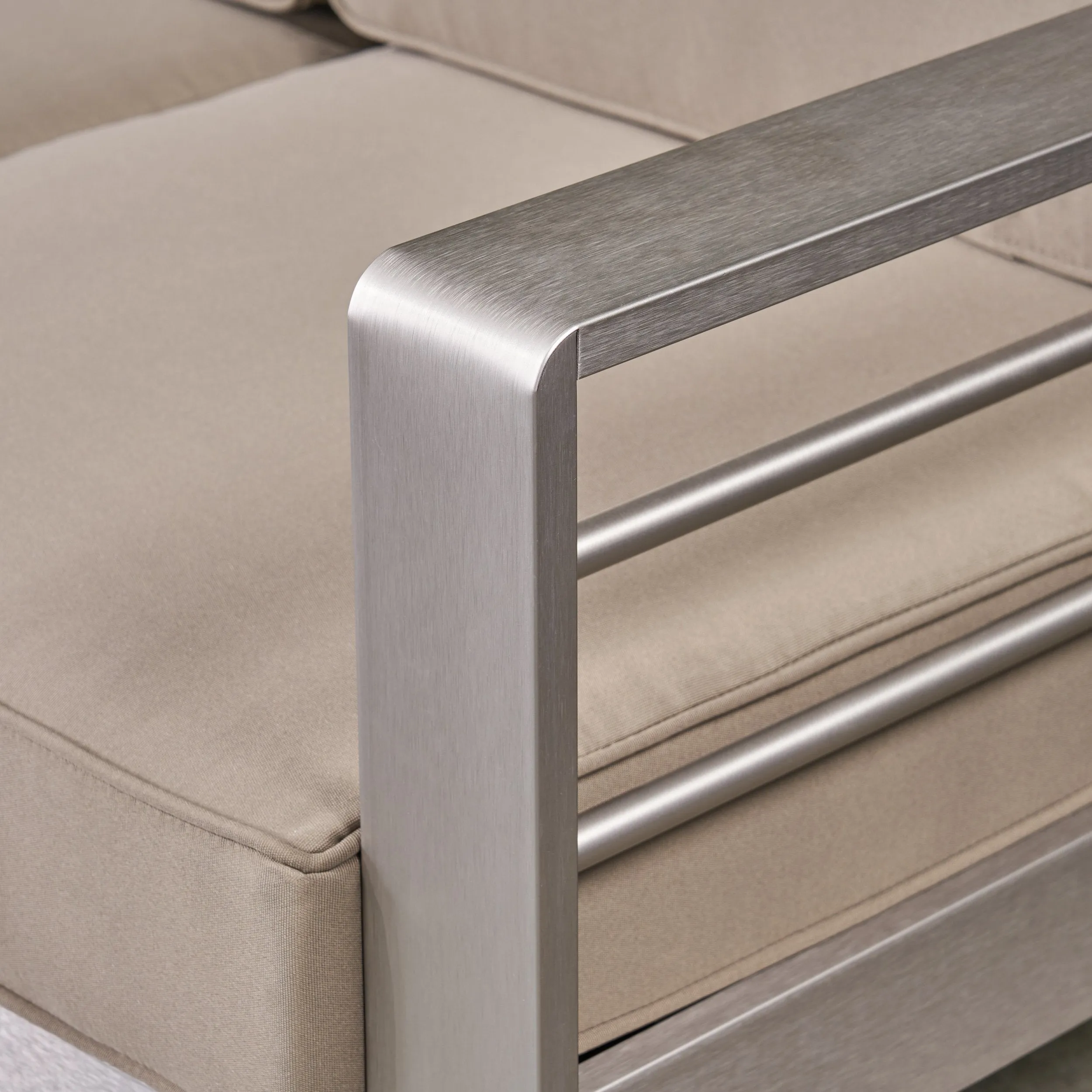 Outdoor Aluminum 2-Seater Club Chair Chat Set with Ottomans and Side Table - NH243603