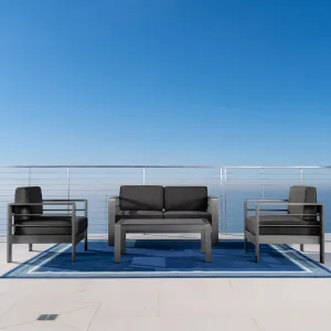 Outdoor Aluminum 4 Piece Loveseat Chat Set - NH287103 patio chairs, outdoor seating