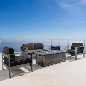 Outdoor Aluminum 5 Piece Chat Set with Fire Table - NH808103 patio chairs, outdoor seating