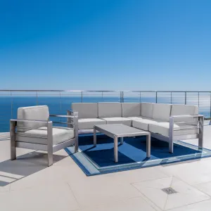 Outdoor Aluminum 5 Piece Sofa Set with Sunbrella Cushions - NH983303 patio chairs, outdoor seating