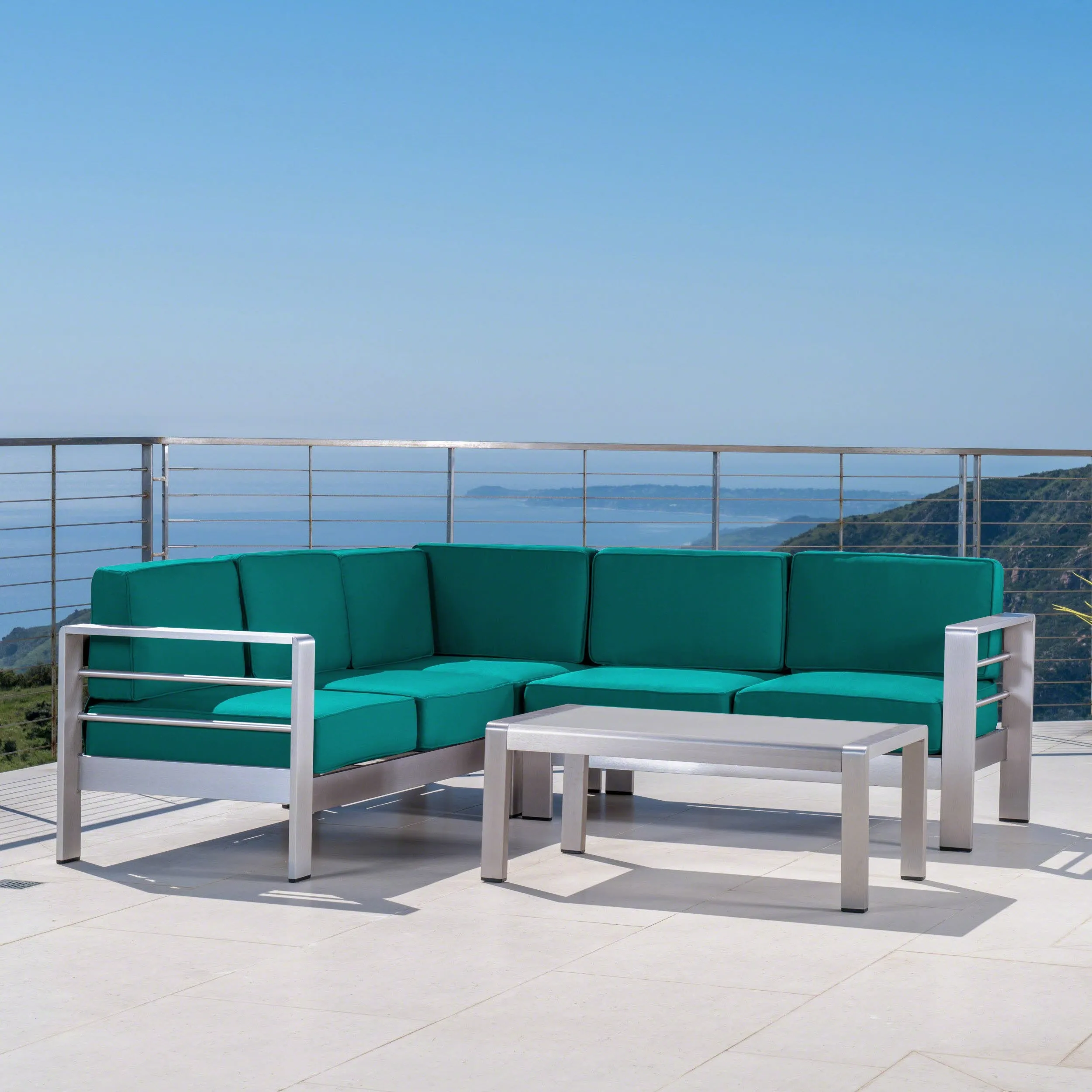 Outdoor Aluminum 5 Seater Sectional Sofa Set - NH867403 patio chairs, outdoor seating