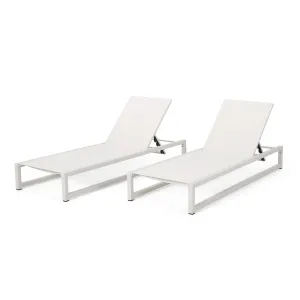 Outdoor Aluminum Chaise Lounge with Mesh Seating (Set of 2) - NH415313 patio chairs, outdoor seating