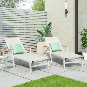 Outdoor Aluminum Chaise Lounge with Mesh Seating (Set of 2) - NH425313 patio chairs, outdoor seating
