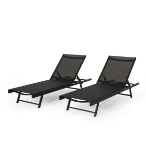 Outdoor Aluminum Chaise Lounge with Mesh Seating (Set of 2) - NH815313 patio chairs, outdoor seating
