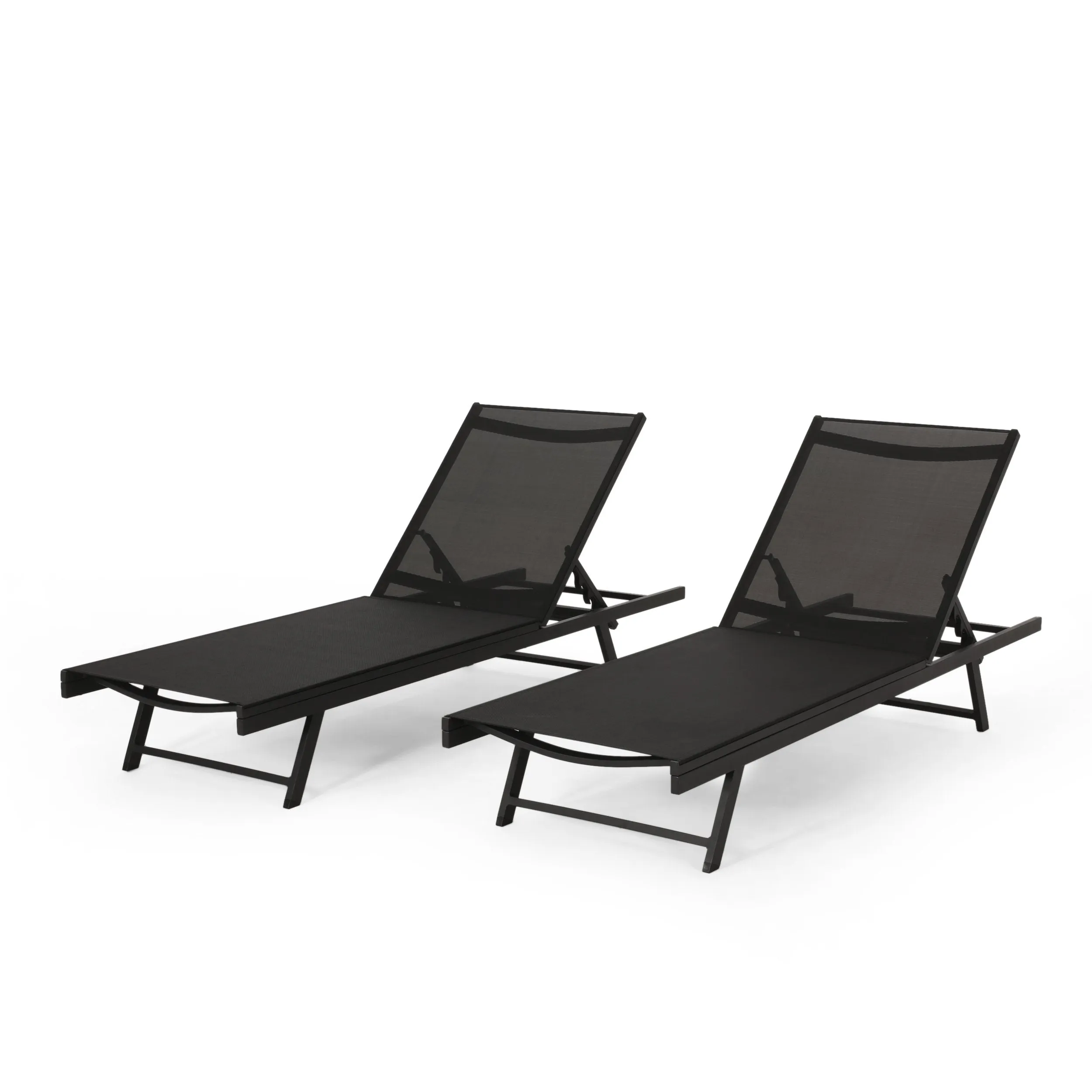 Outdoor Aluminum Chaise Lounge with Mesh Seating (Set of 2) - NH815313 patio chairs, outdoor seating