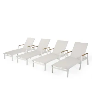 Outdoor Aluminum Chaise Lounge with Mesh Seating (Set of 4) - NH625313 patio chairs, outdoor seating