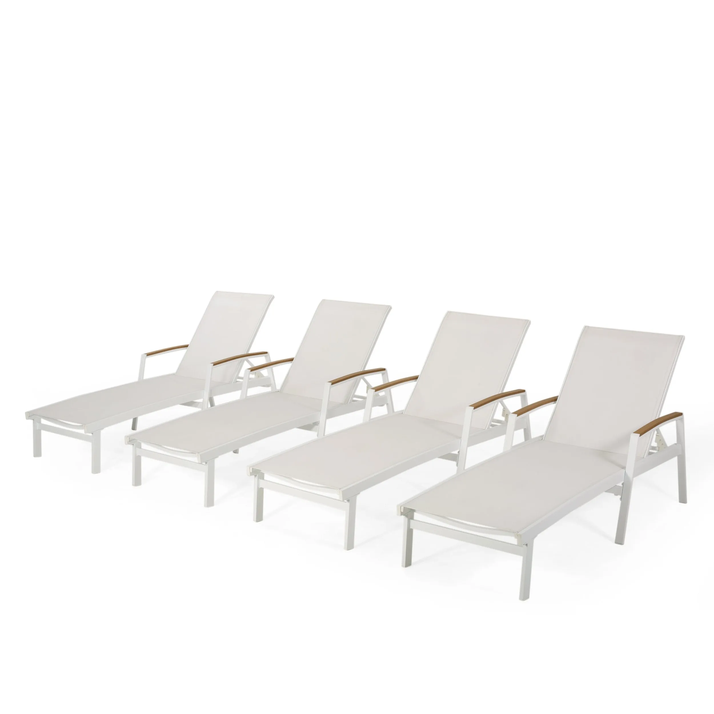 Outdoor Aluminum Chaise Lounge with Mesh Seating (Set of 4) - NH625313 patio chairs, outdoor seating