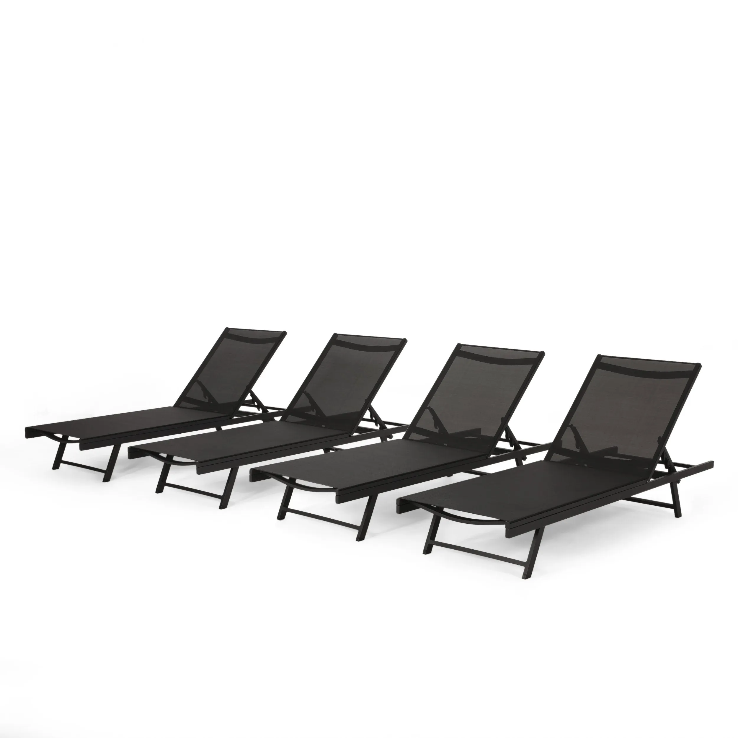 Outdoor Aluminum Chaise Lounge with Mesh Seating (Set of 4) - NH915313 patio chairs, outdoor seating