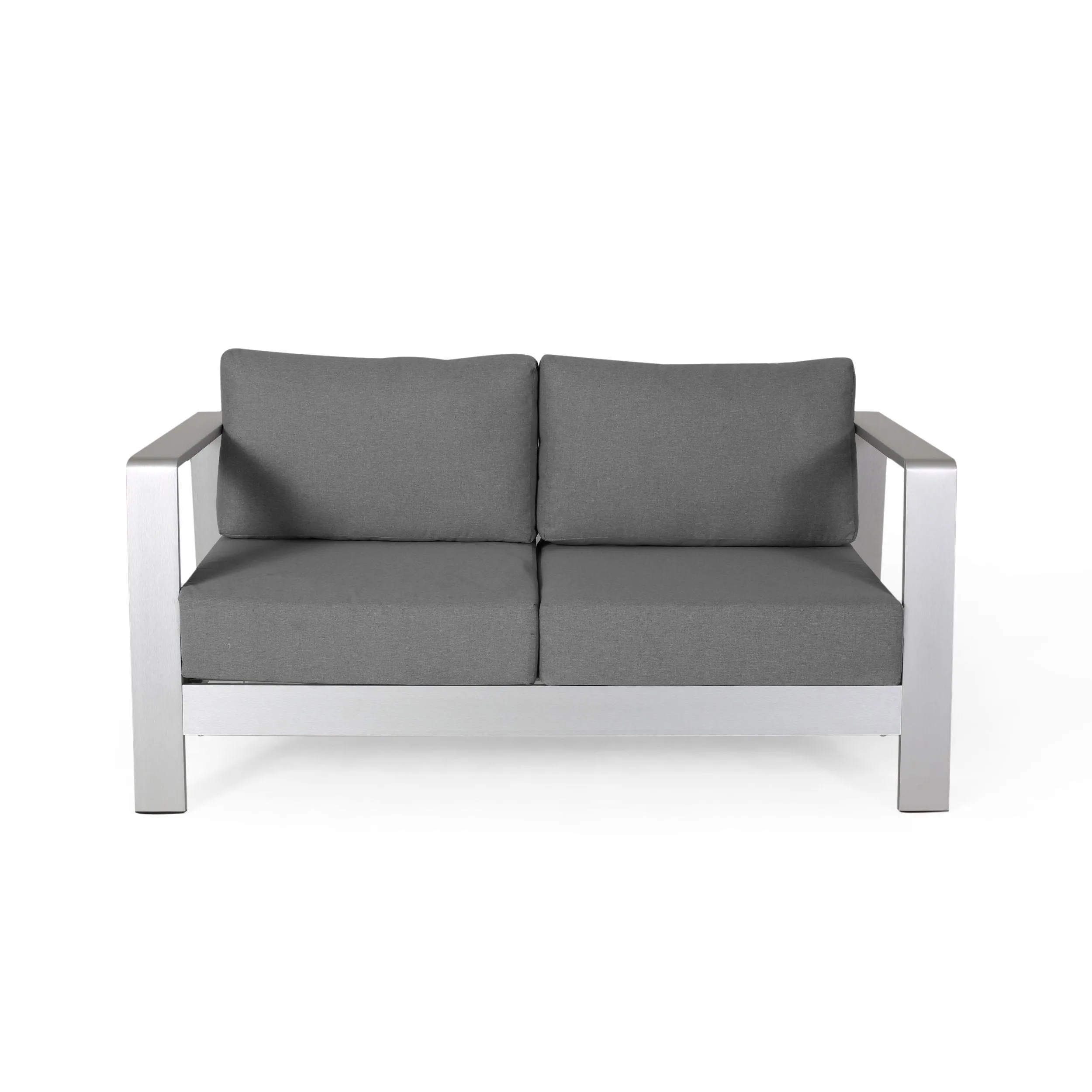 Outdoor Aluminum Club Chair and Coffee Table Set with Cushions - NH779803