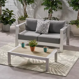 Outdoor Aluminum Club Chair and Coffee Table Set with Cushions - NH779803 patio chairs, outdoor seating