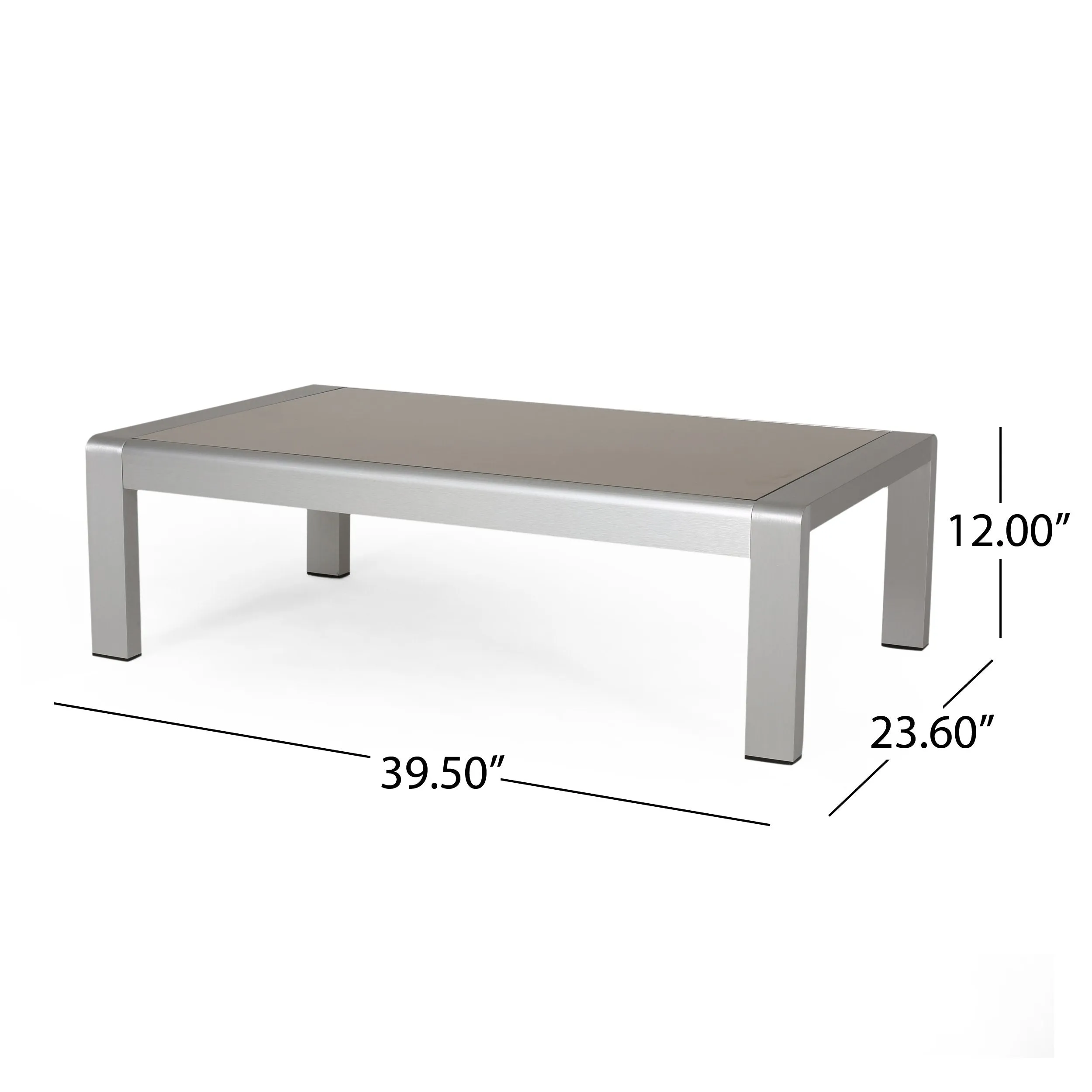 Outdoor Aluminum Club Chair and Coffee Table Set with Cushions - NH779803