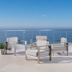 Outdoor Aluminum Club Chairs with Cushions (Set of 4) - NH953403 patio chairs, outdoor seating
