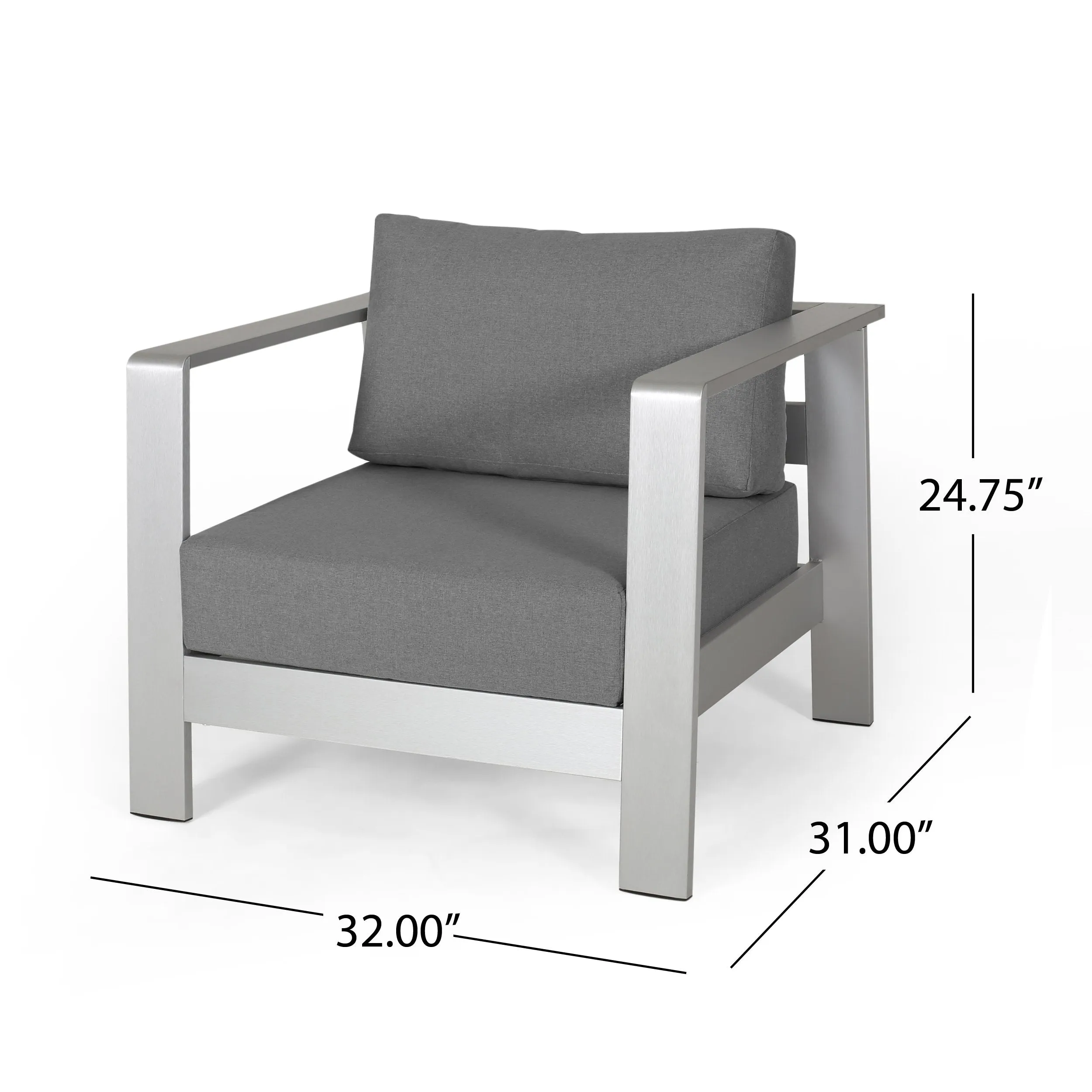 Outdoor Aluminum Club Chairs with Cushions (Set of 4) - NH979803
