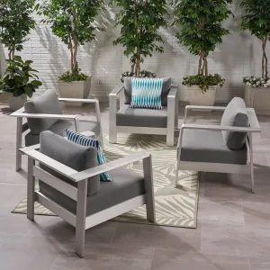 Outdoor Aluminum Club Chairs with Cushions (Set of 4) - NH979803 patio chairs, outdoor seating