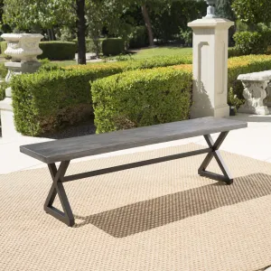Outdoor Aluminum Dining Bench with Black Steel Frame - NH784203 patio chairs, outdoor seating