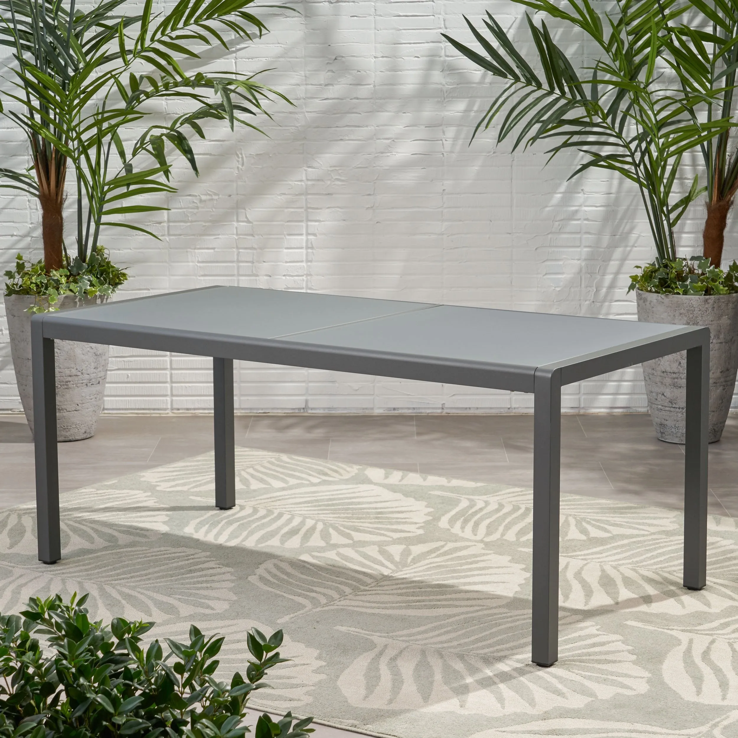 Outdoor Aluminum Dining Table with Tempered Glass Table Top - NH439013 patio chairs, outdoor seating