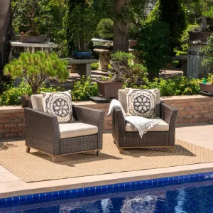 Outdoor Aluminum Framed Mix Brown Wicker Club Chairs (Set of 2) - NH331203 patio chairs, outdoor seating
