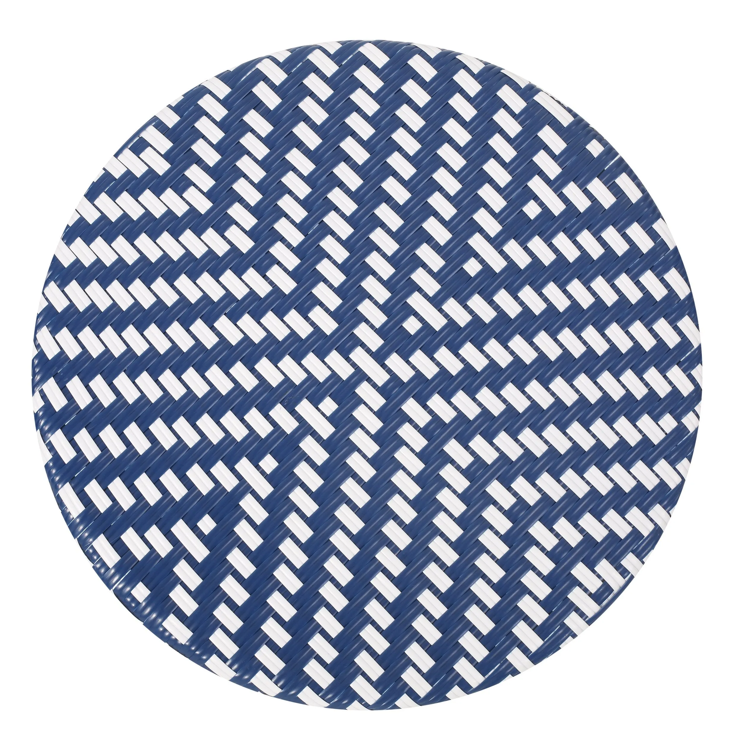 Outdoor Aluminum French Bistro Set, Navy Blue, White, and Bamboo Finish - NH254413