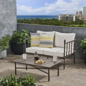 Outdoor Aluminum Loveseat and Coffee Table with Cushions - NH280903 patio chairs, outdoor seating