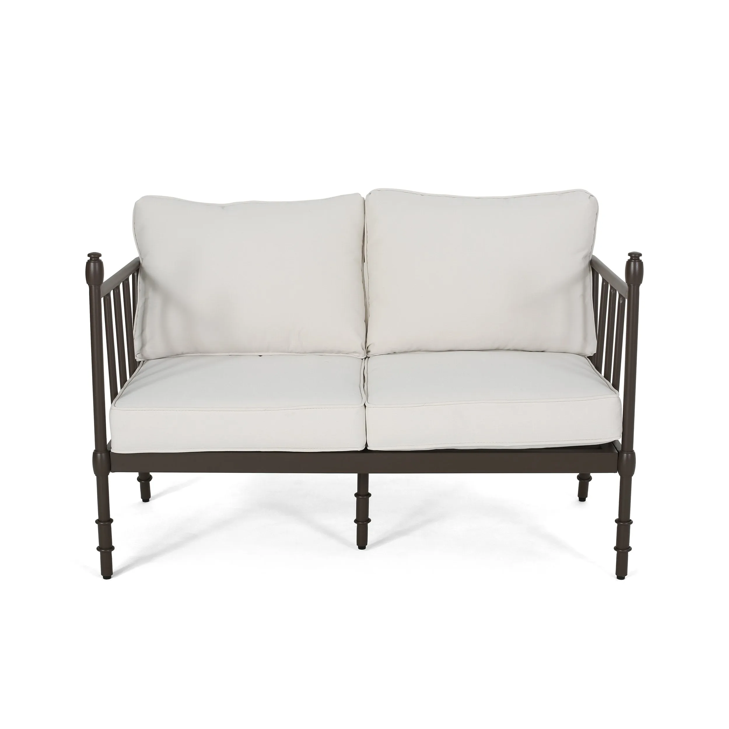 Outdoor Aluminum Loveseat and Coffee Table with Cushions - NH280903