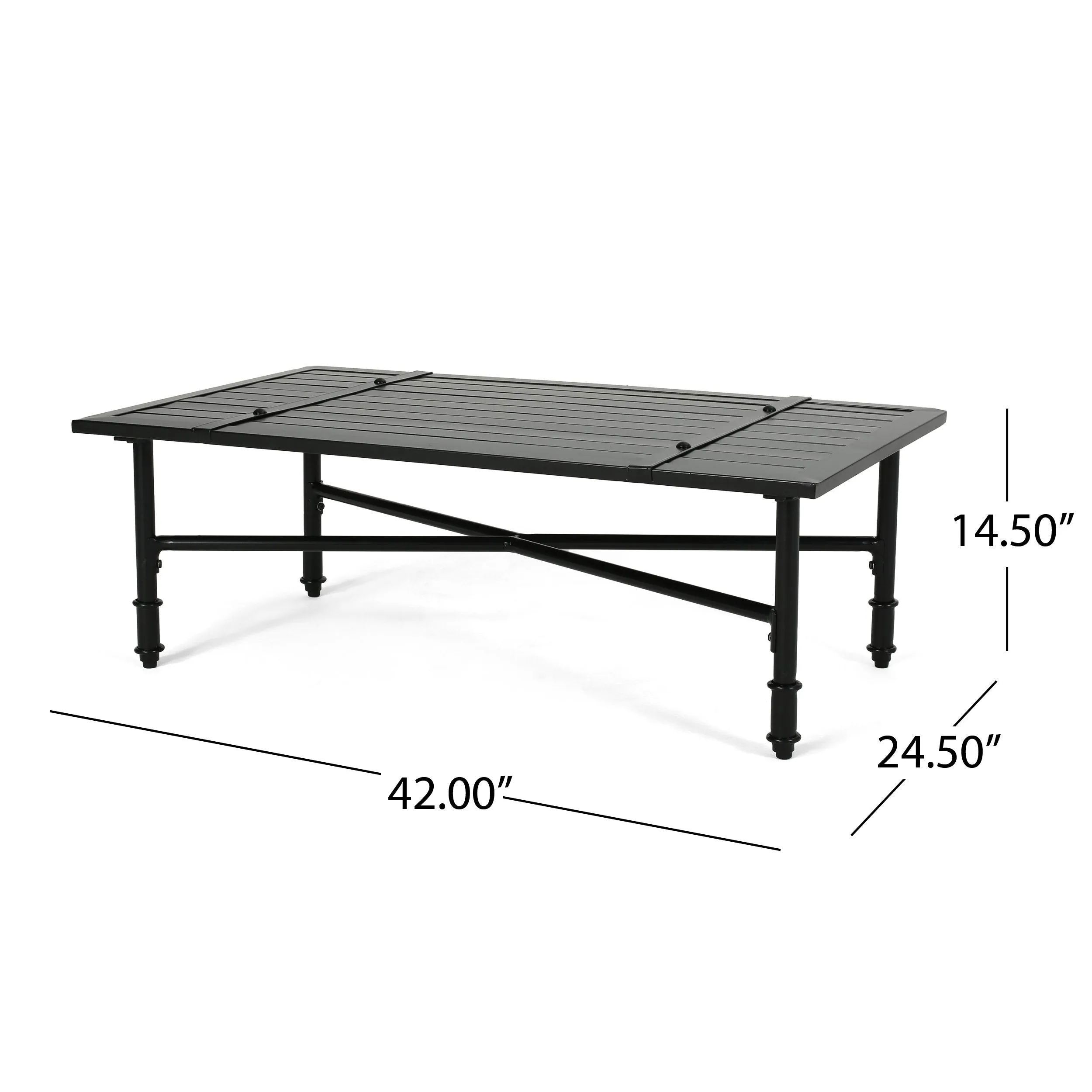Outdoor Aluminum Loveseat and Coffee Table with Cushions - NH280903