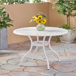 Outdoor Aluminum Round Dining Table, White - NH431503 patio chairs, outdoor seating