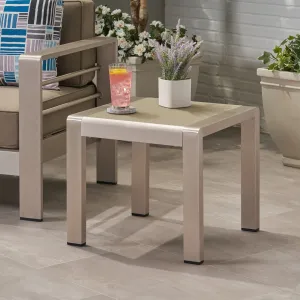 Outdoor Aluminum Side Table with Glass Top - NH201903 patio chairs, outdoor seating
